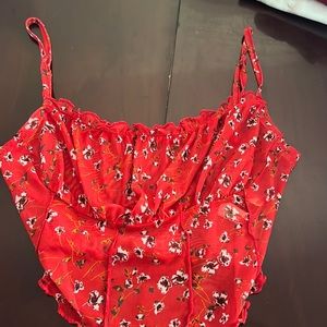 SHEIN sheer red floral crop